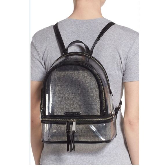 Clear pvc see through jelly MK MIchael Kors Rhea lg backpack bag purse knapsack - Picture 2 of 9